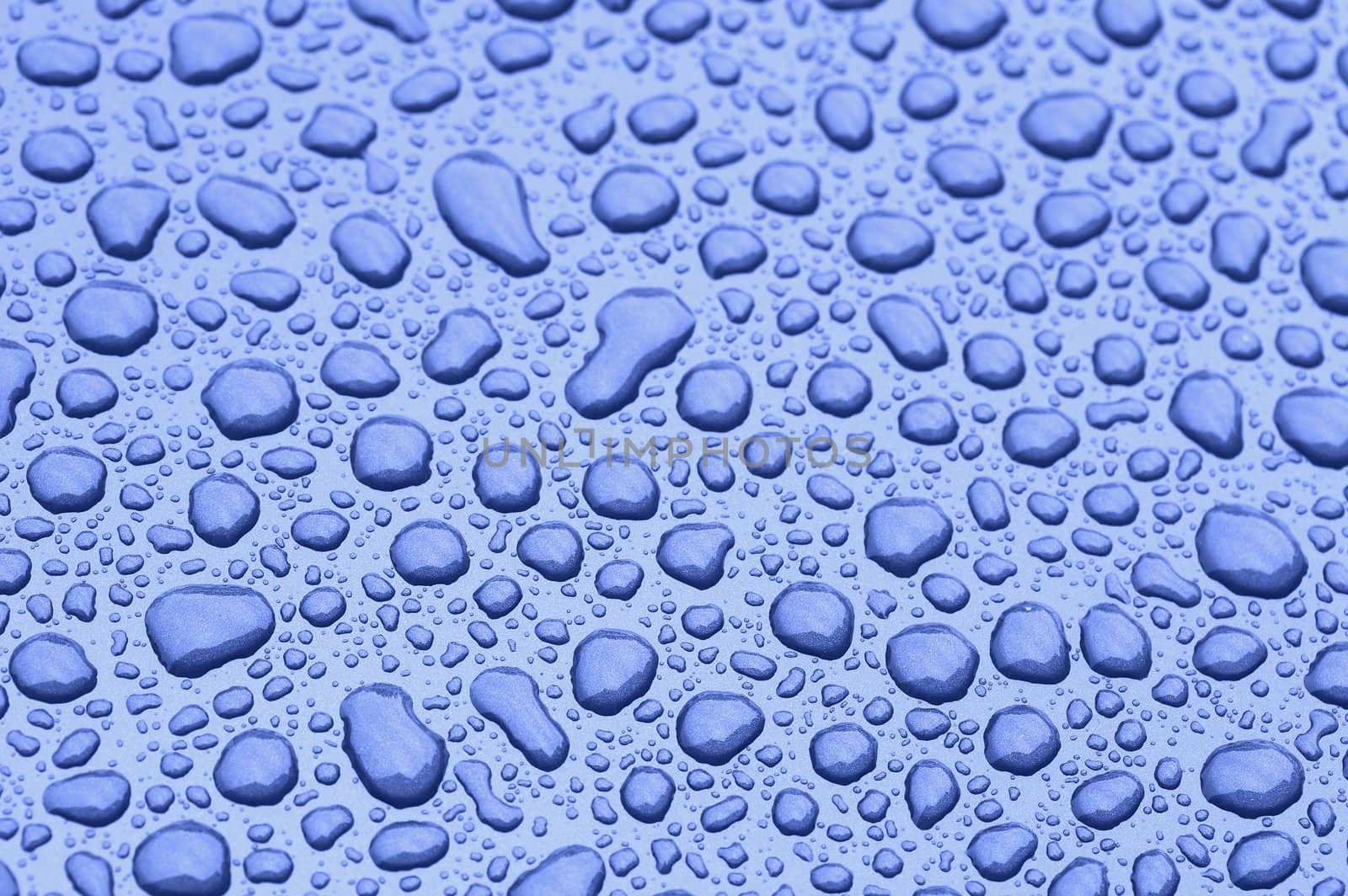 a picture of water drops on a metal surface