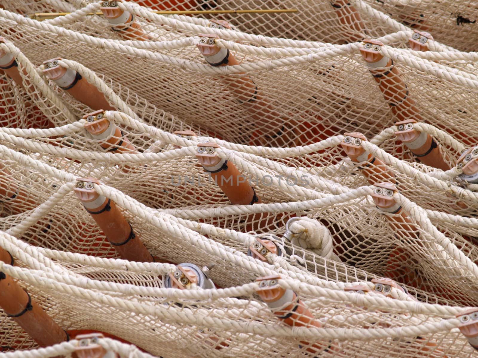 Detail of net, like it is used to keep away floating refuse from the beach