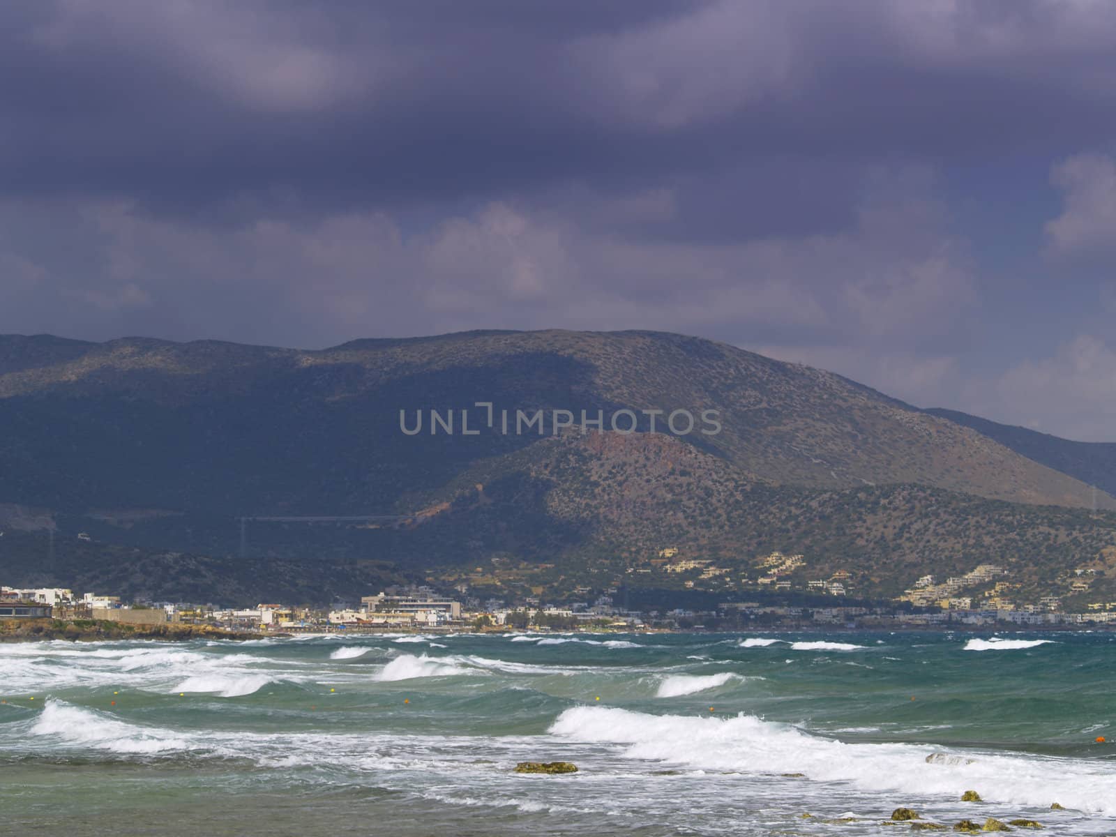 dark clouds over Malia, crete, greece