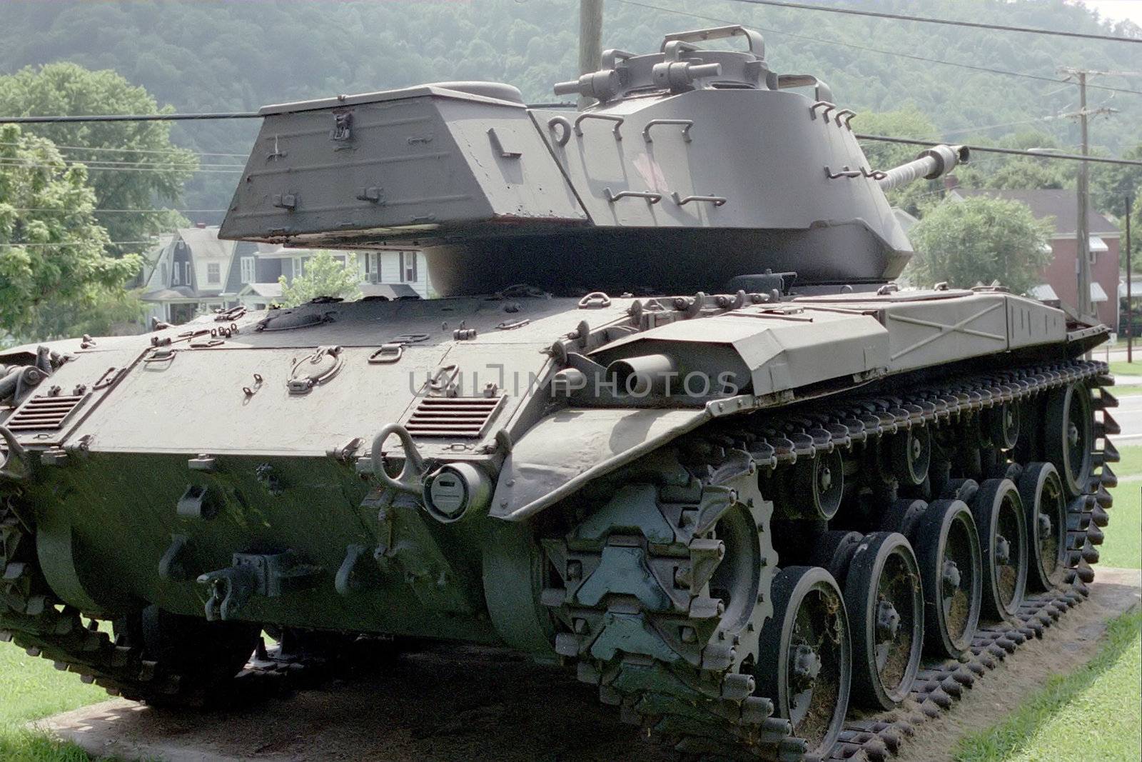 A large tank seen up close