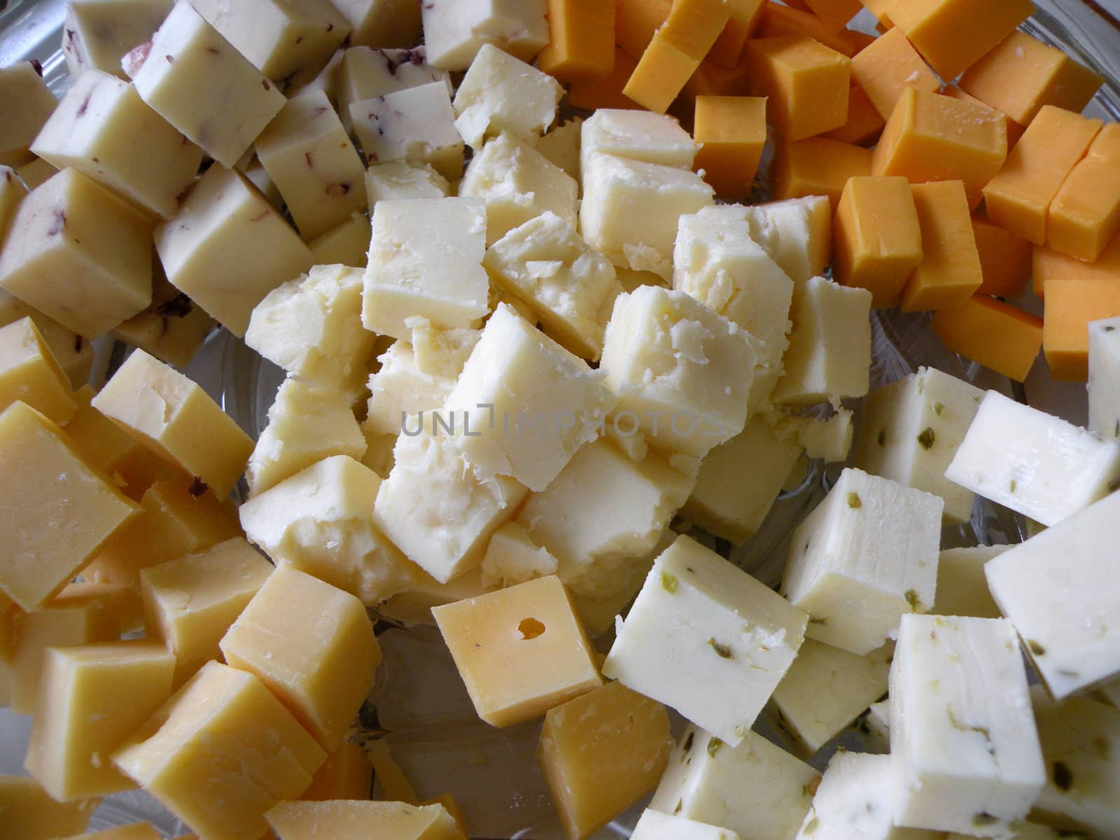 A plate of cheese cubes for appetizers