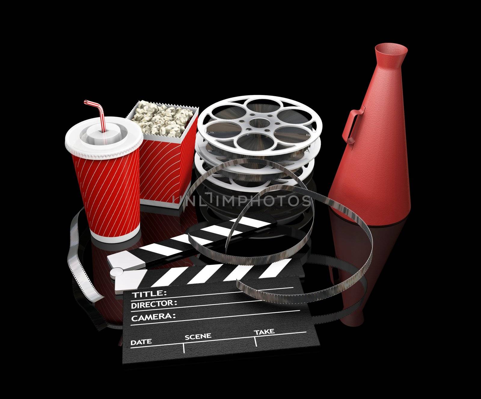 3D render of movie items