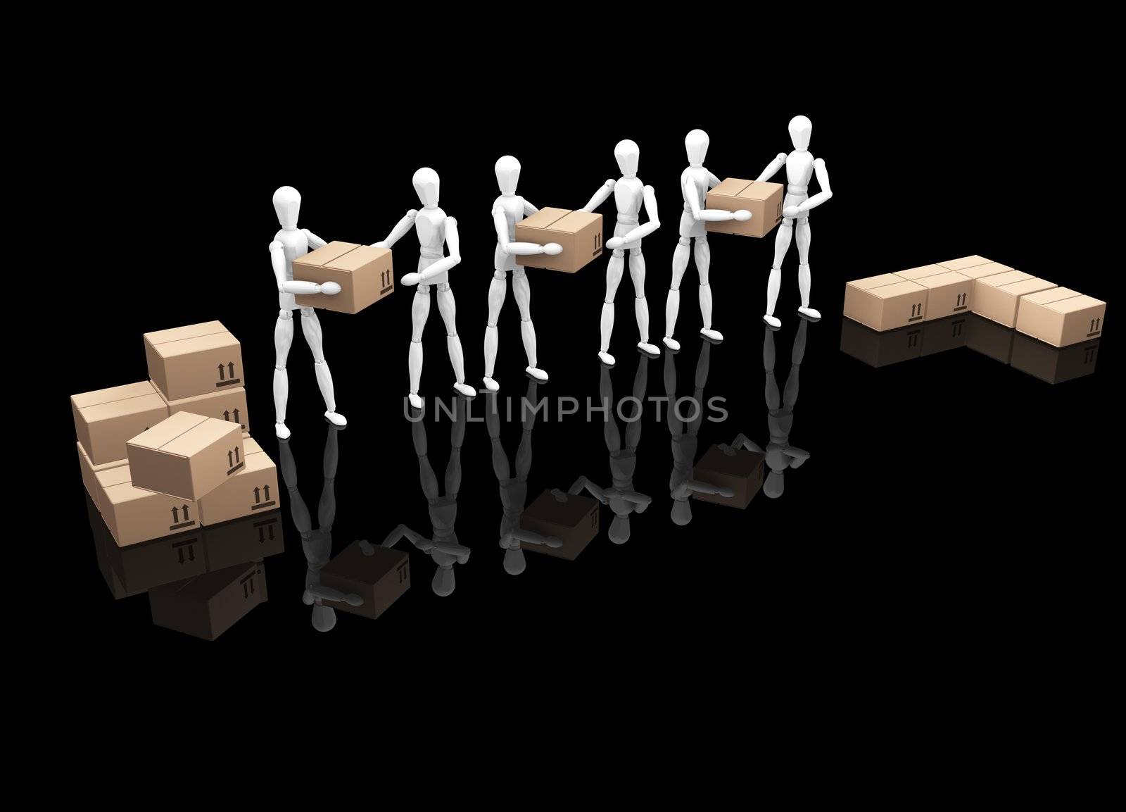 3D render of a team of workers