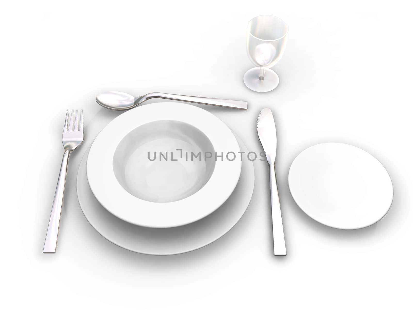 3D render of a place setting