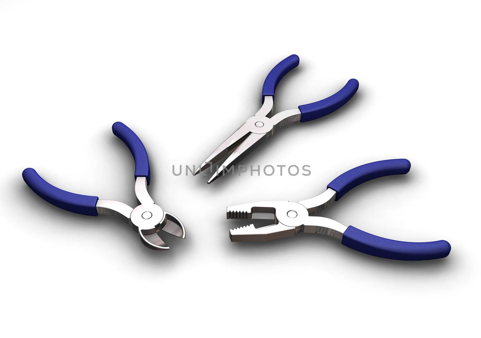 3D render of pliers and wirecutters