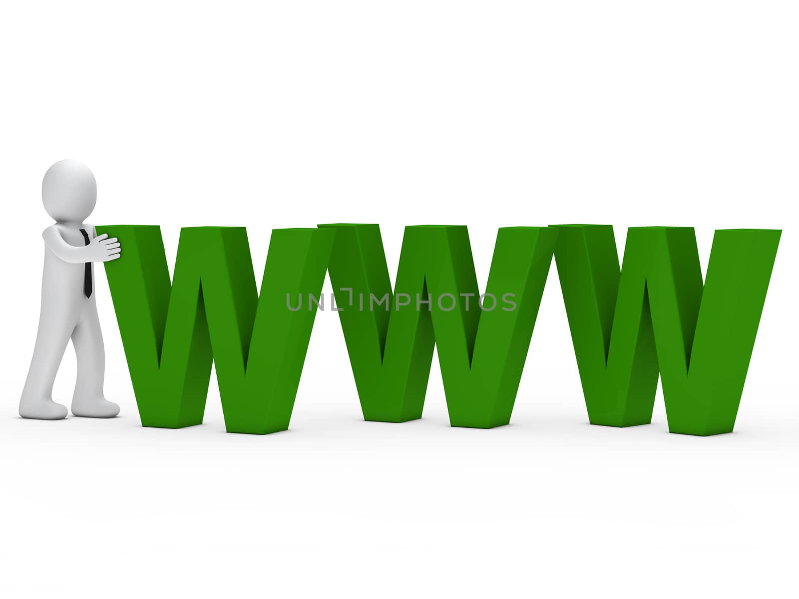 businessman with tie push green www text