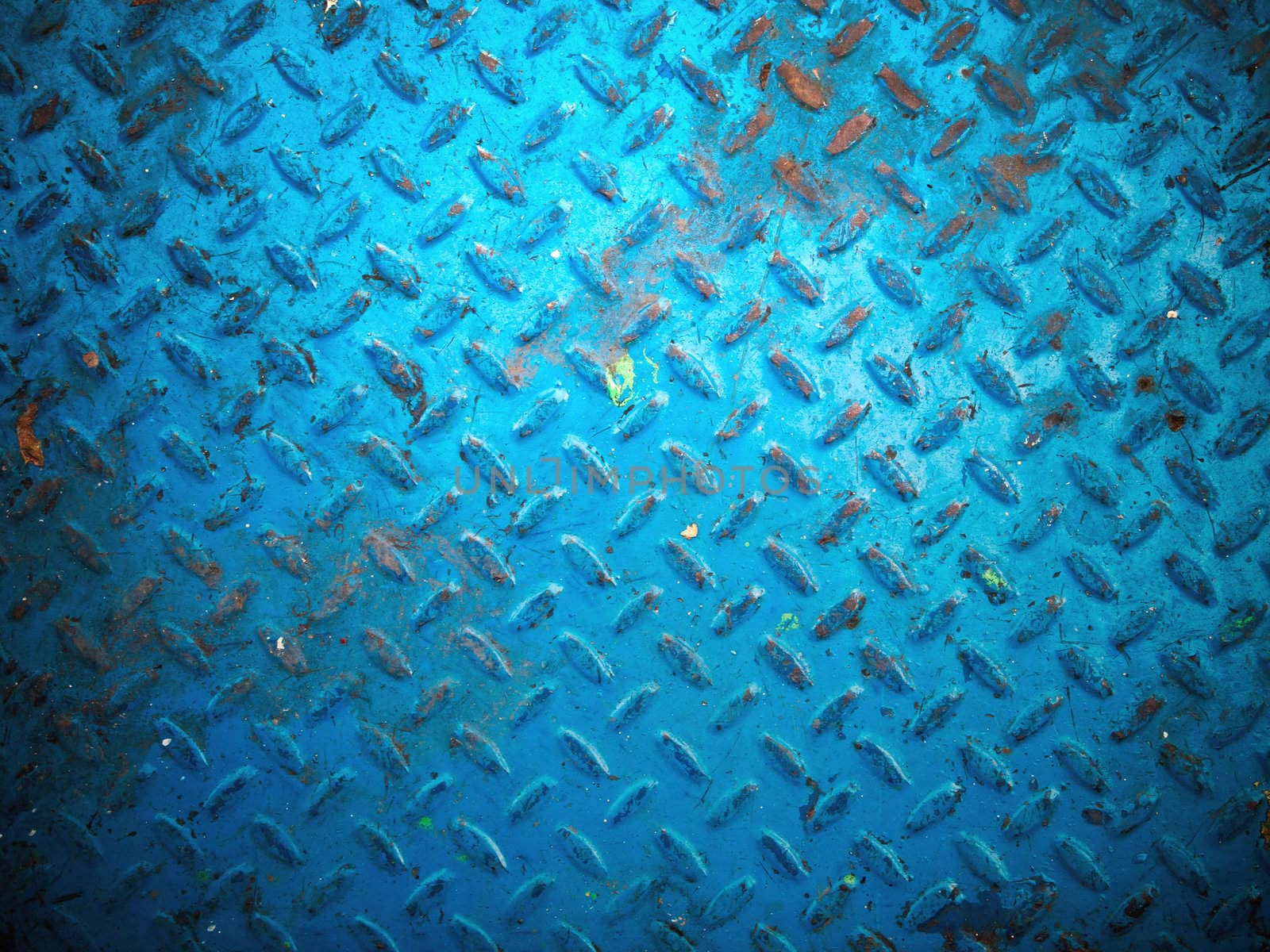 Texture of blue paint color floor steel plate