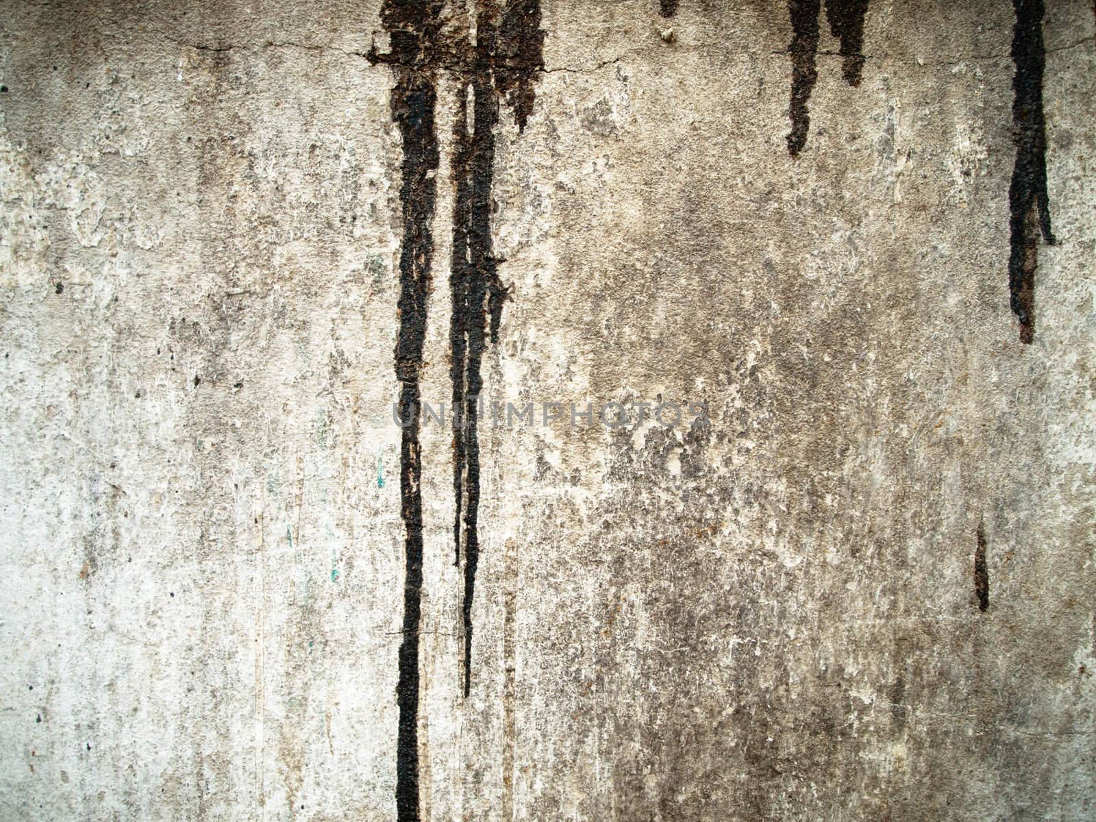 Texture of dirty black color drop on grunge old wall