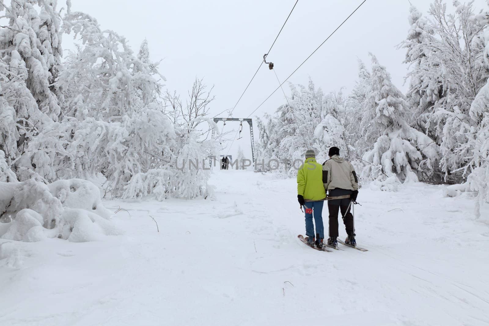 Rope tow in frozen forest by igor_stramyk