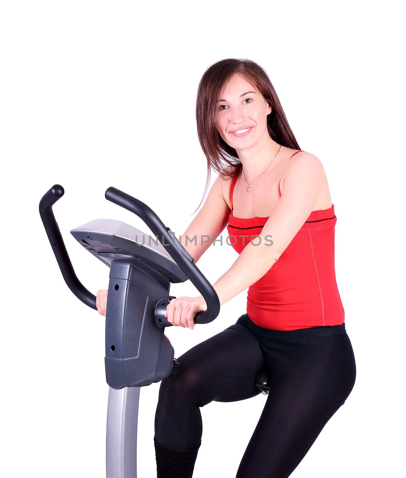 girl exercise with fitness cross trainer by goce