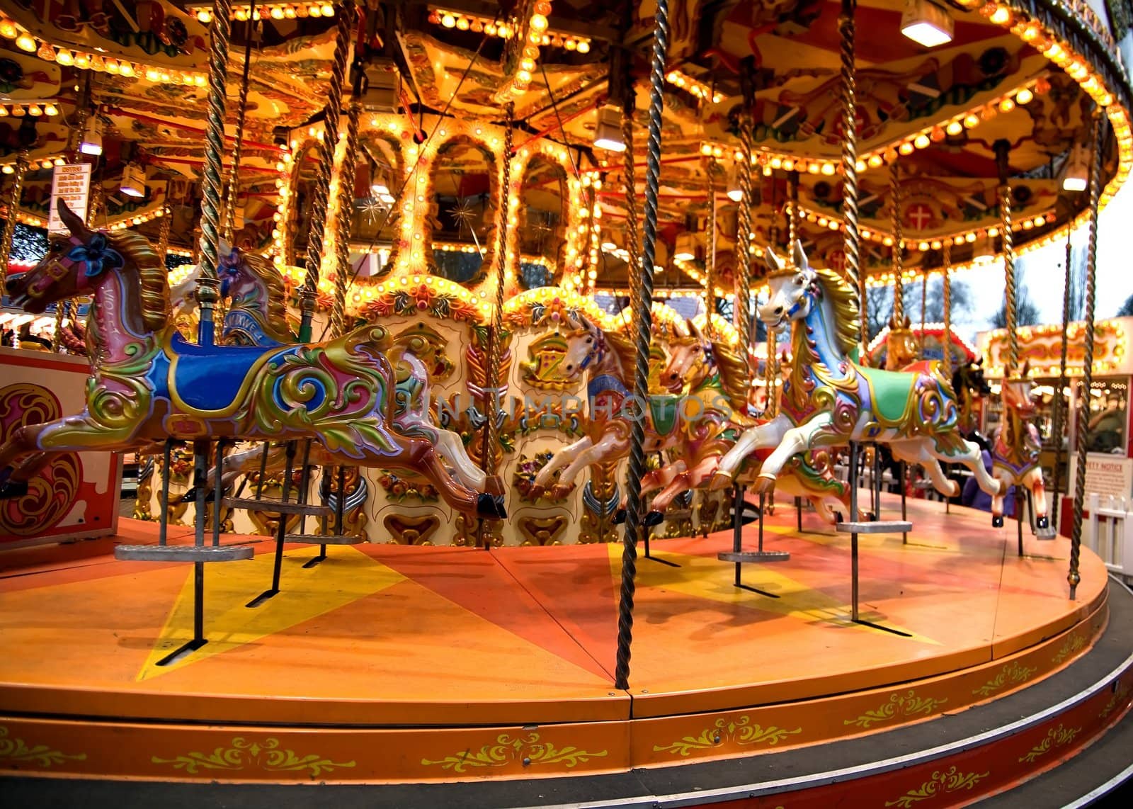 Carousel with bright colors at Wonderland, London