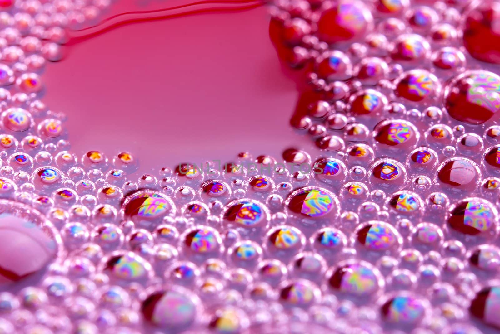 Bubbles of red wine from the different foreshortening  in glass