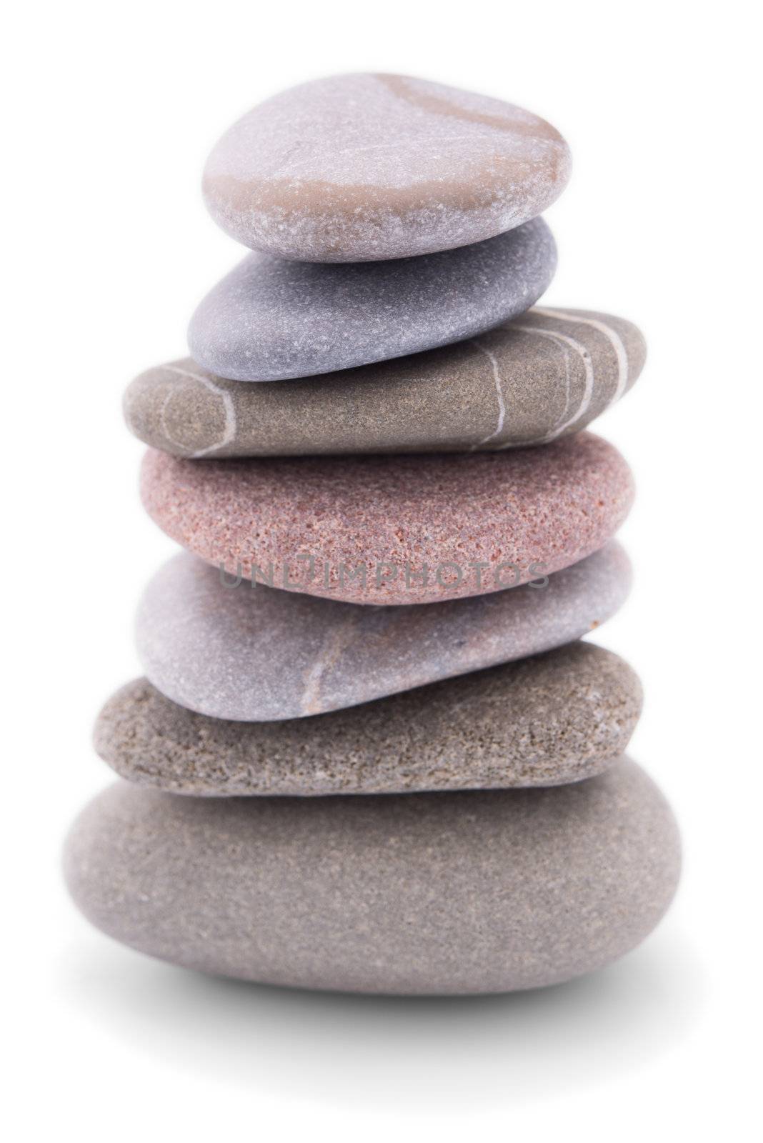 Pile of pebble Stones over white background
