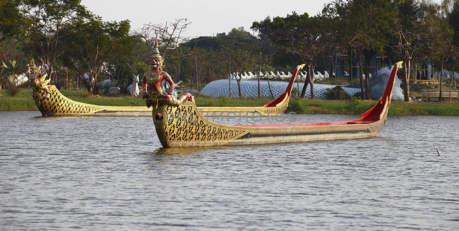 Red Garuda warship floats on the river  by jame_j@homail.com