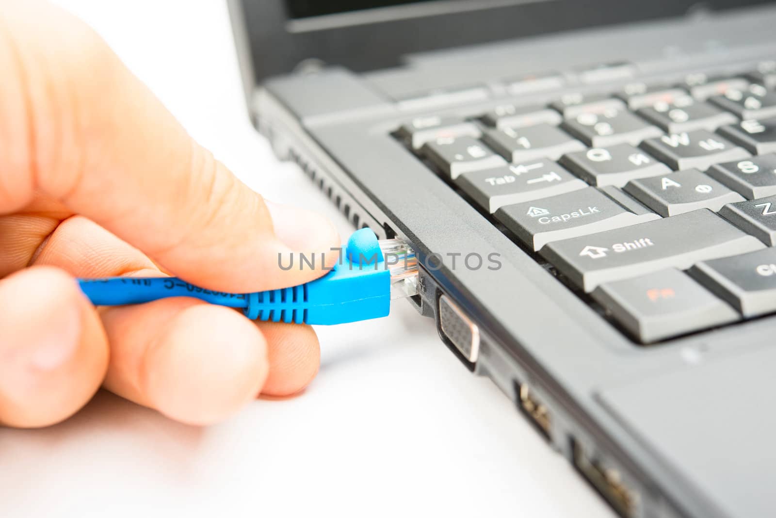 Connecting of internet cable to the notebook