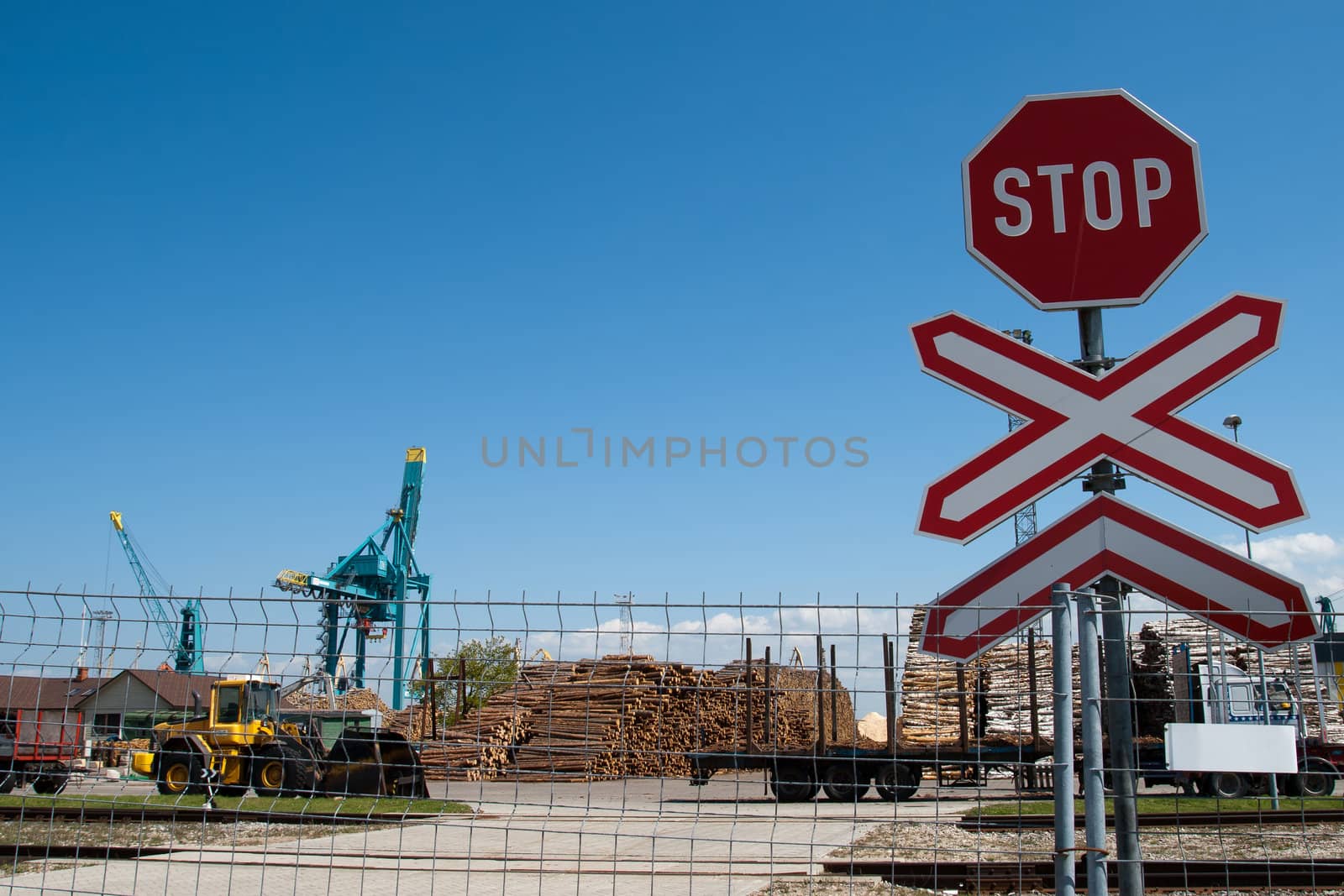 entrance to port with stop sign