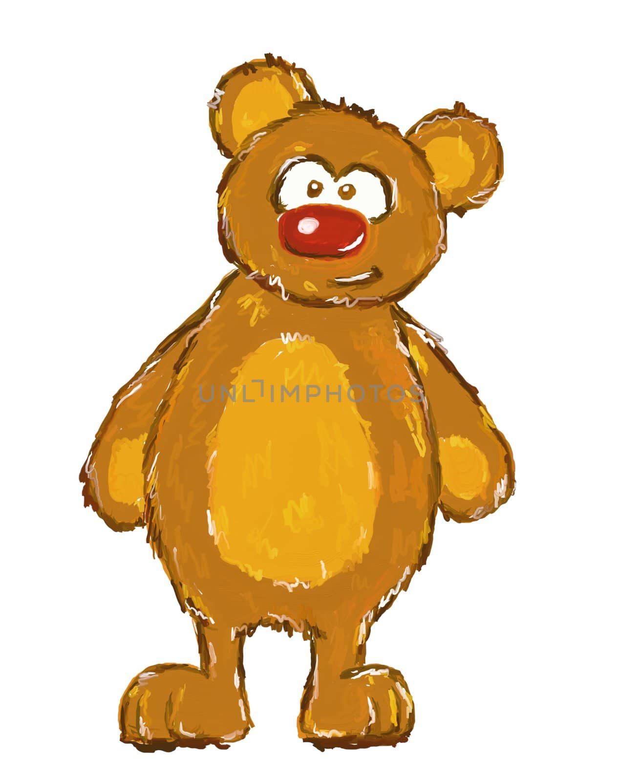 painted funny teddy bear - cartoon illustration