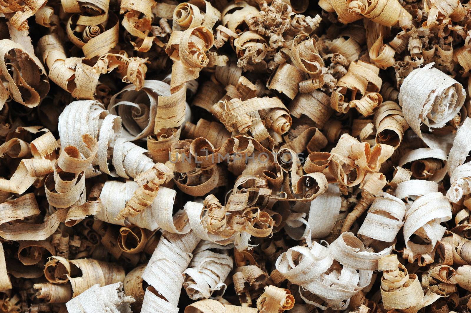 close up of a pile of wood chips