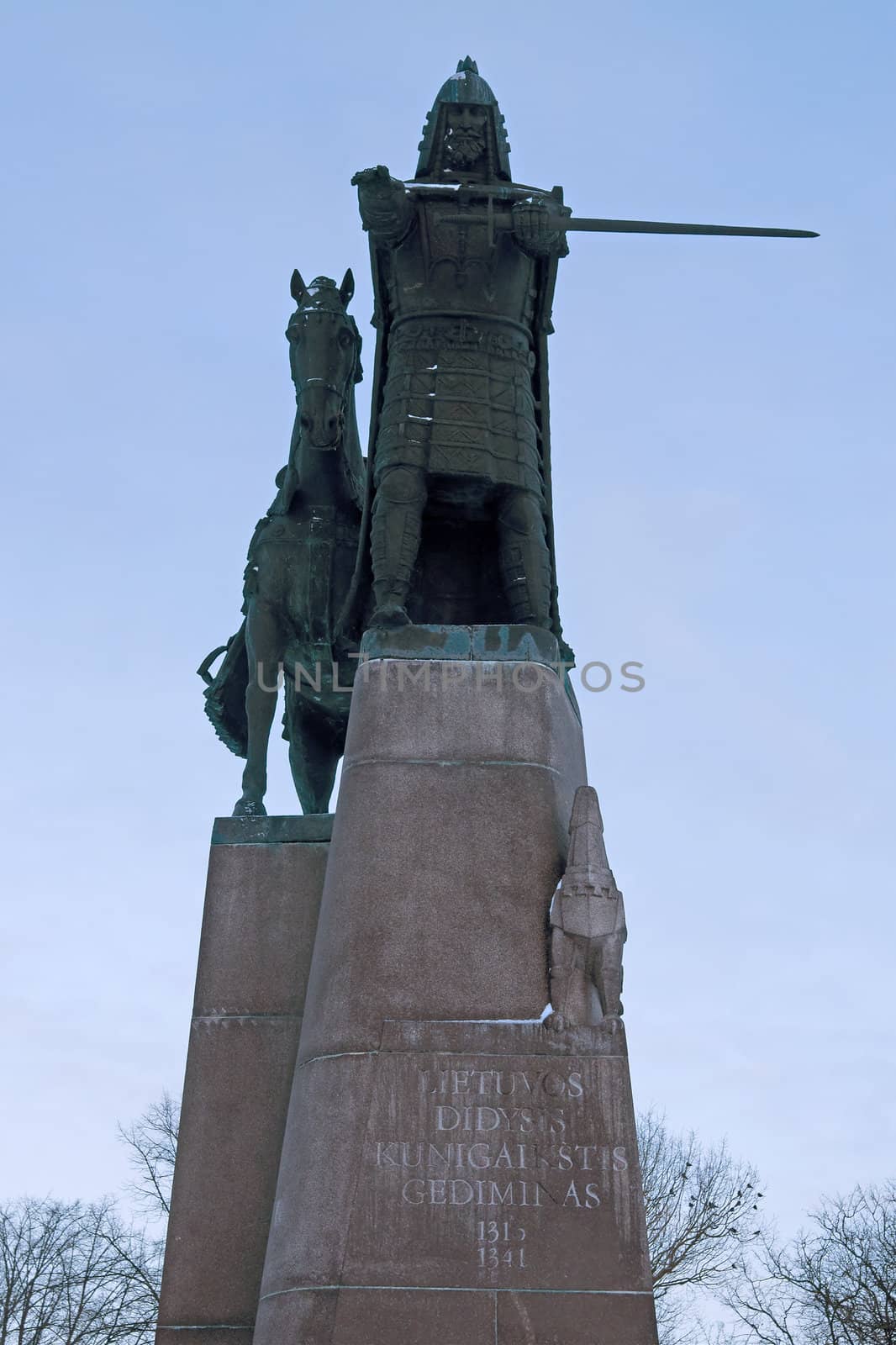 Statue of Medieval Duke Gediminas on Cathedral Square, Vilnius, Lithuania