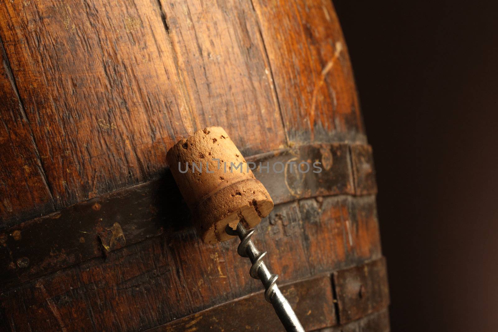 corkscrew and wooden barrel by stokkete