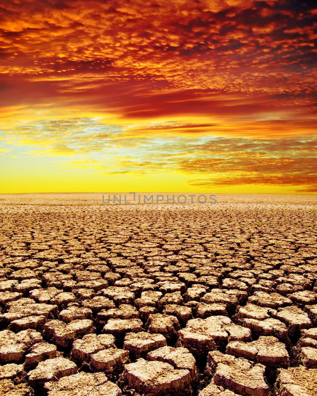 drought land under red clouds
