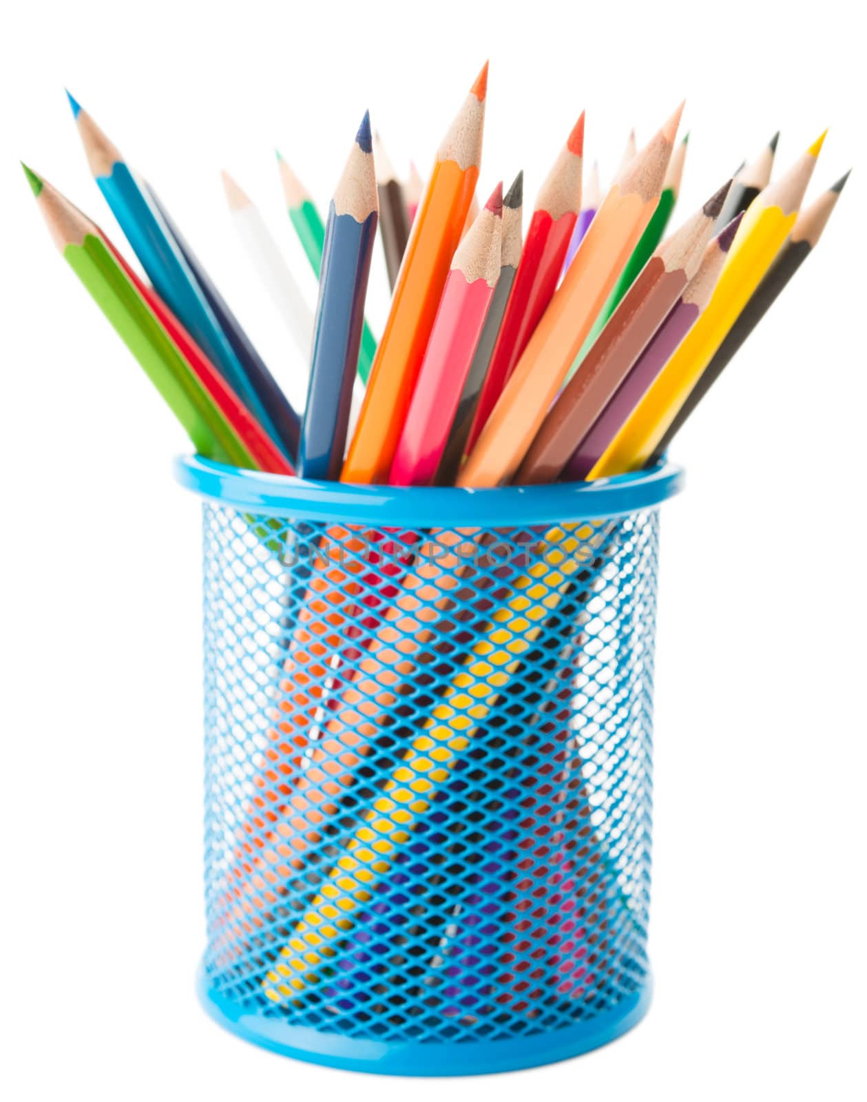 Color pencils in a basket