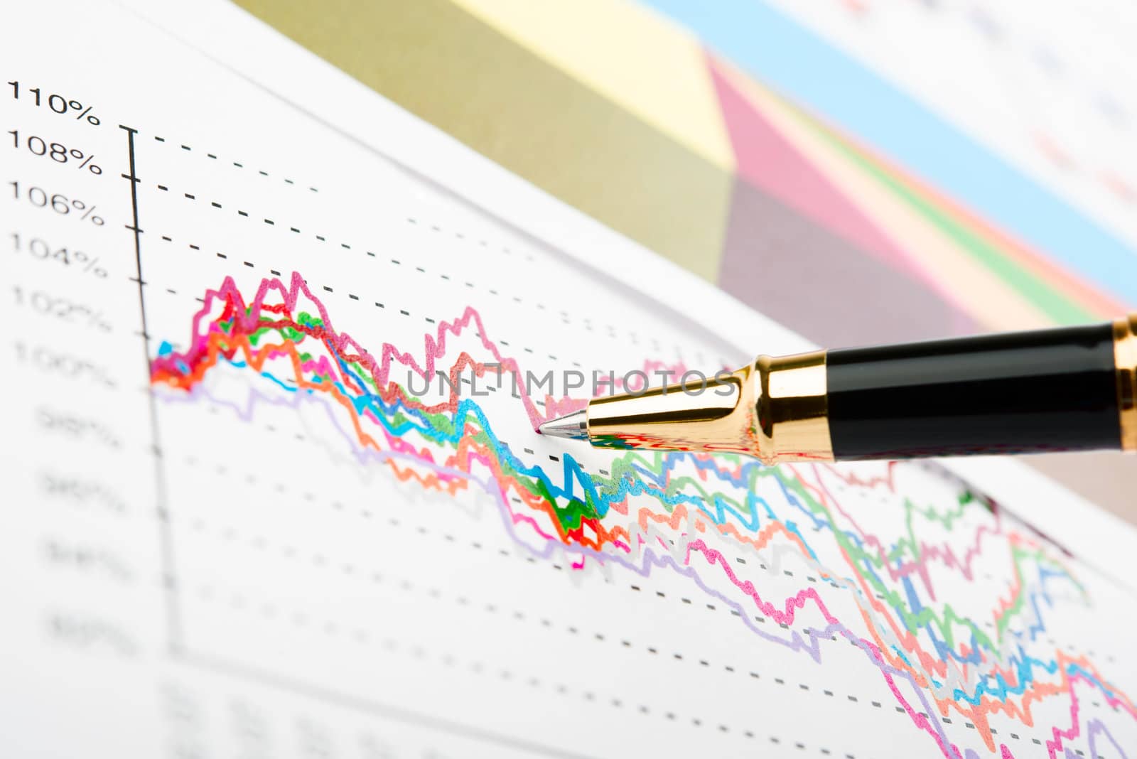 Pen showing a diagram on a report