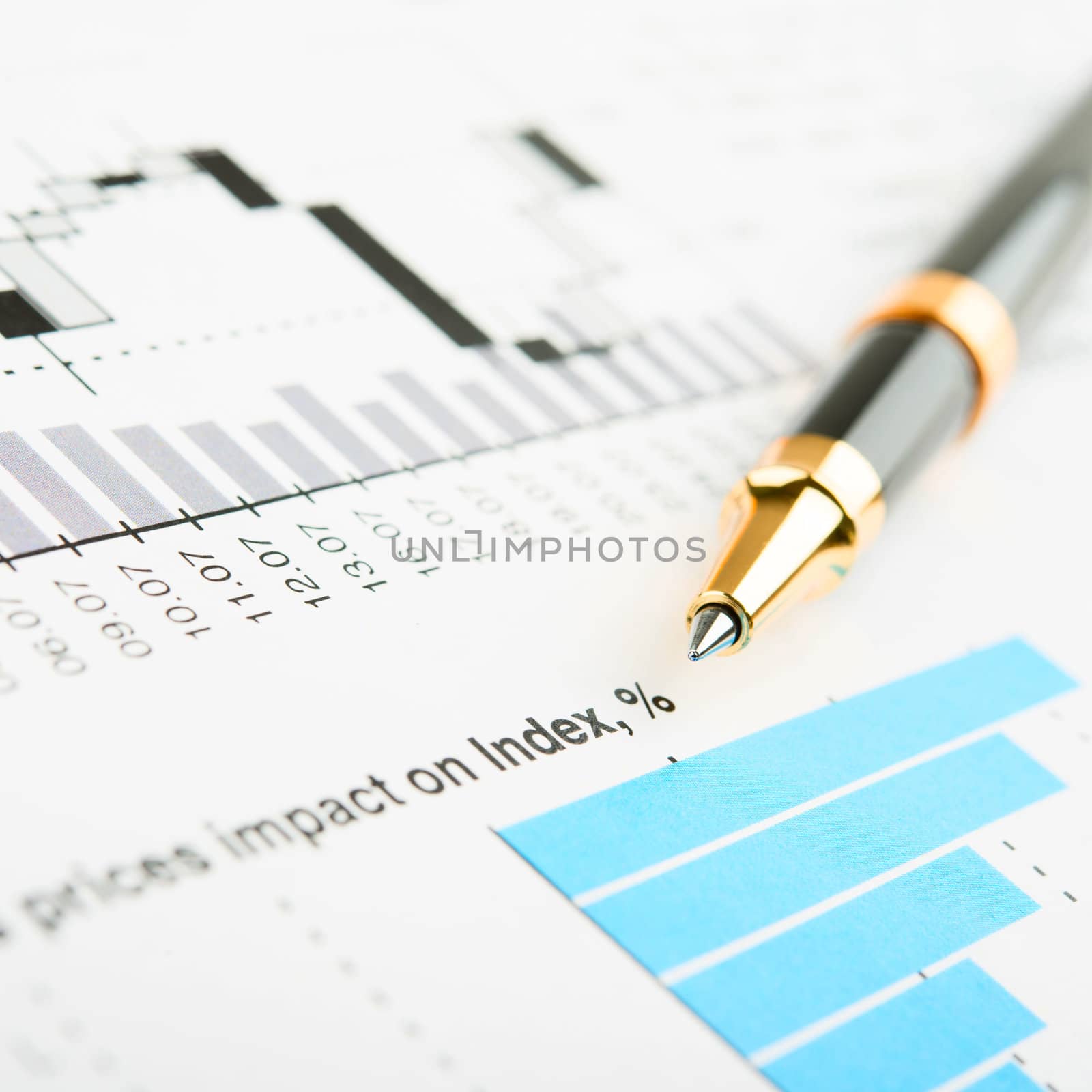 Pen showing a diagram on a report