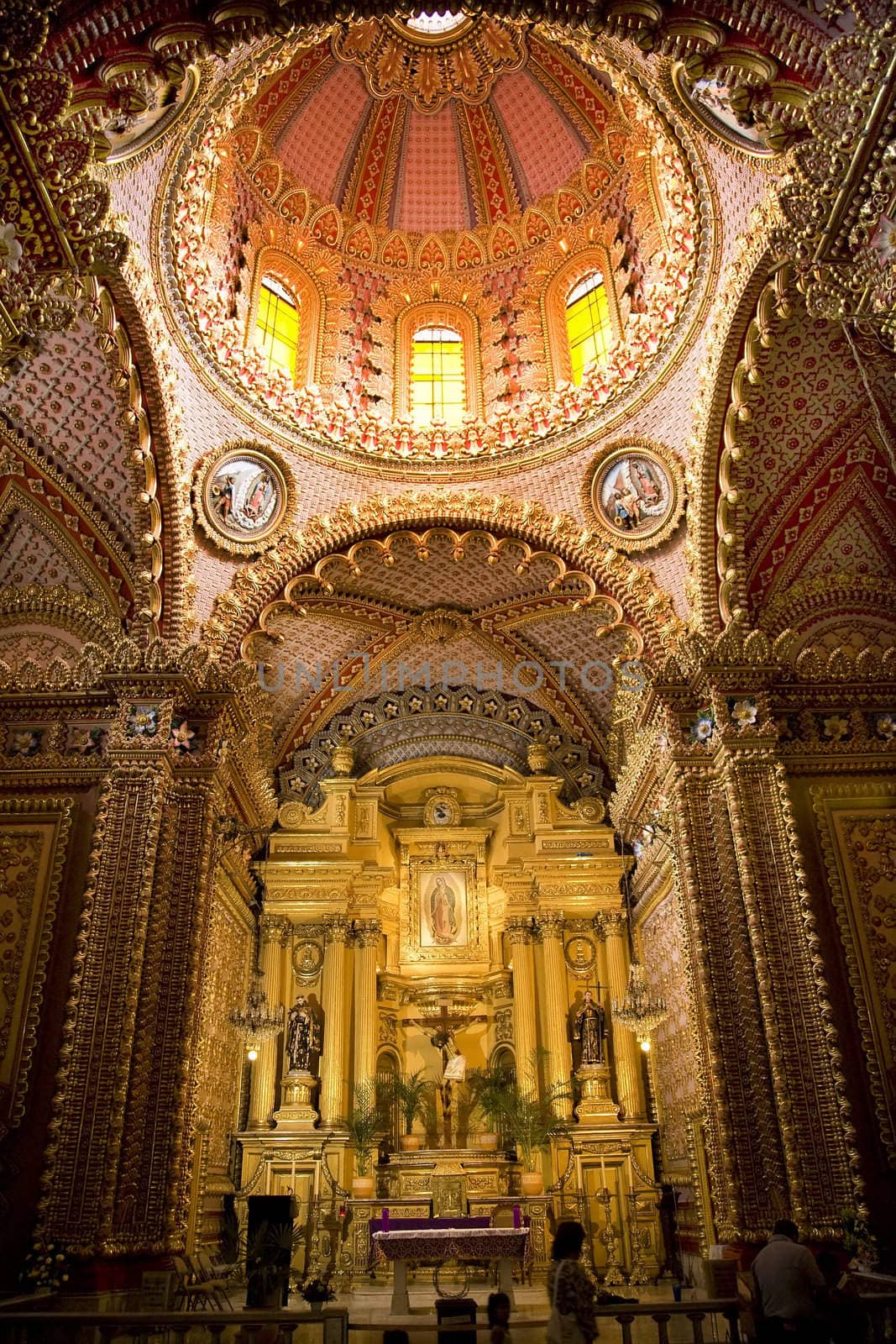 Guadalupita Church Interior Altar Dome Morelia Mexico by bill_perry