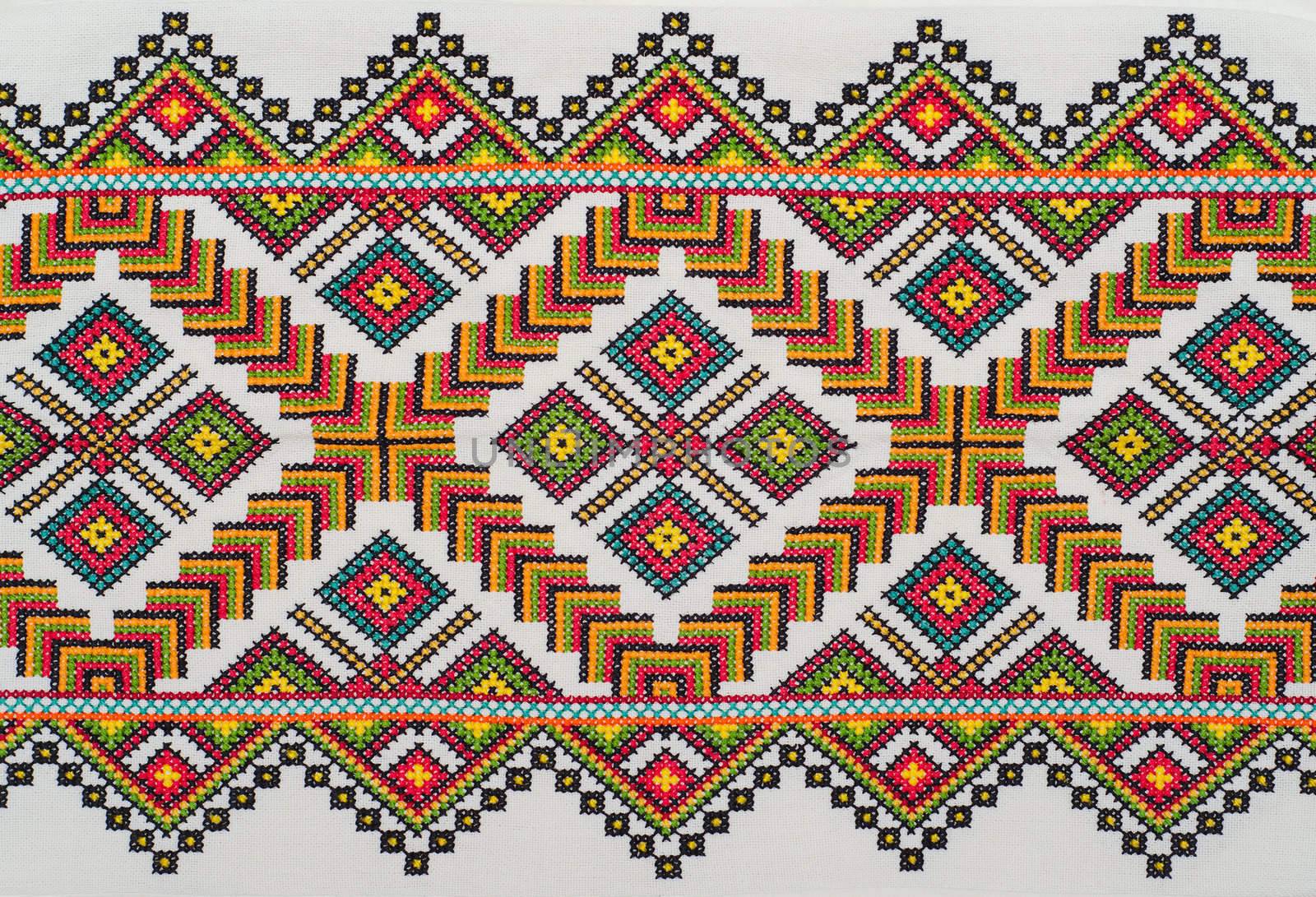 embroidered good by cross-stitch pattern. ukrainian ethnic ornament