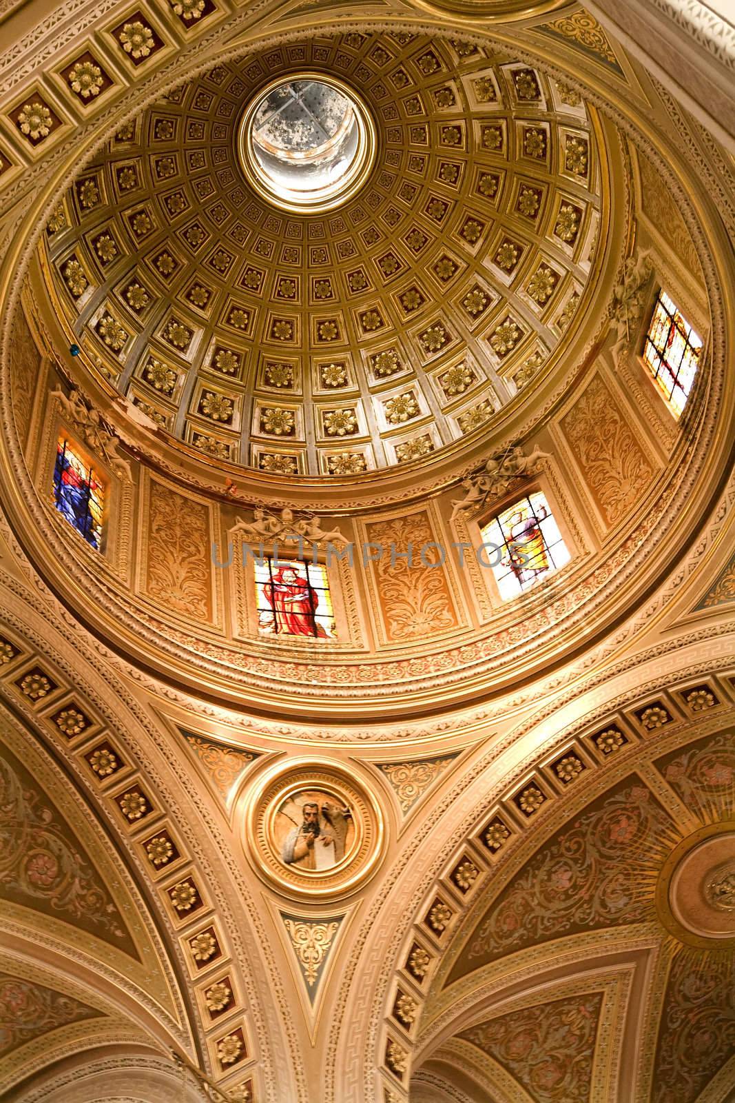 Golden Dome Stained Glass Windows Cathedral Morelia Mexico by bill_perry