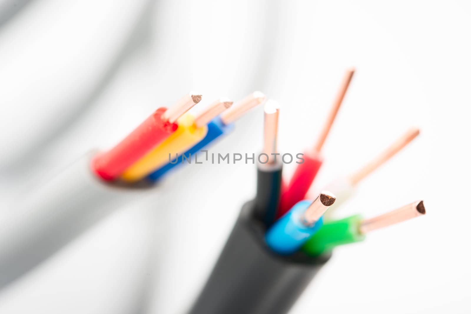 Close up on group of colorful wires.