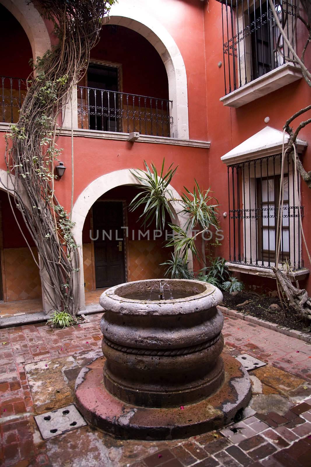 Spanish Style Courtyard Well Morelia Mexico by bill_perry