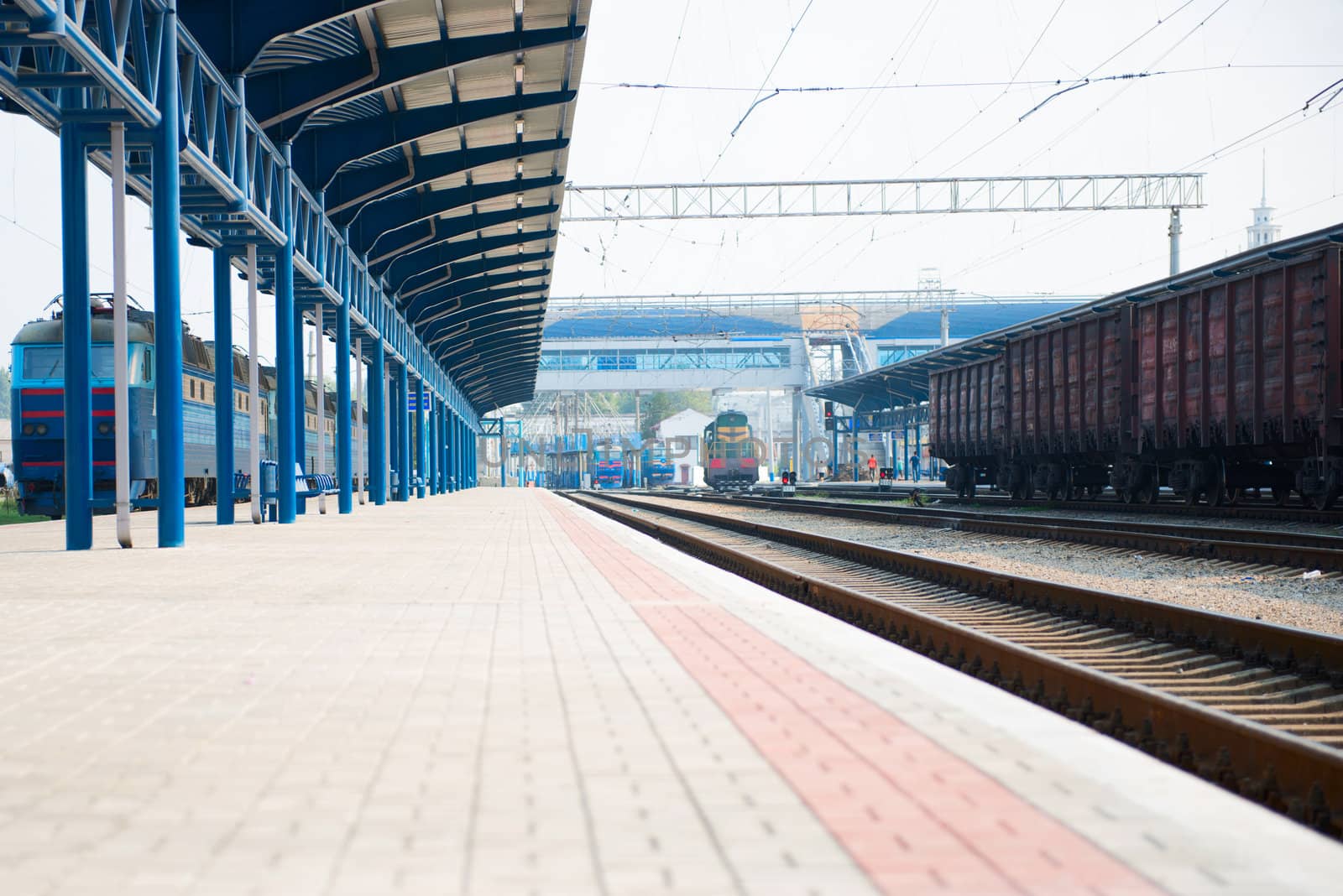 Platform of station and train