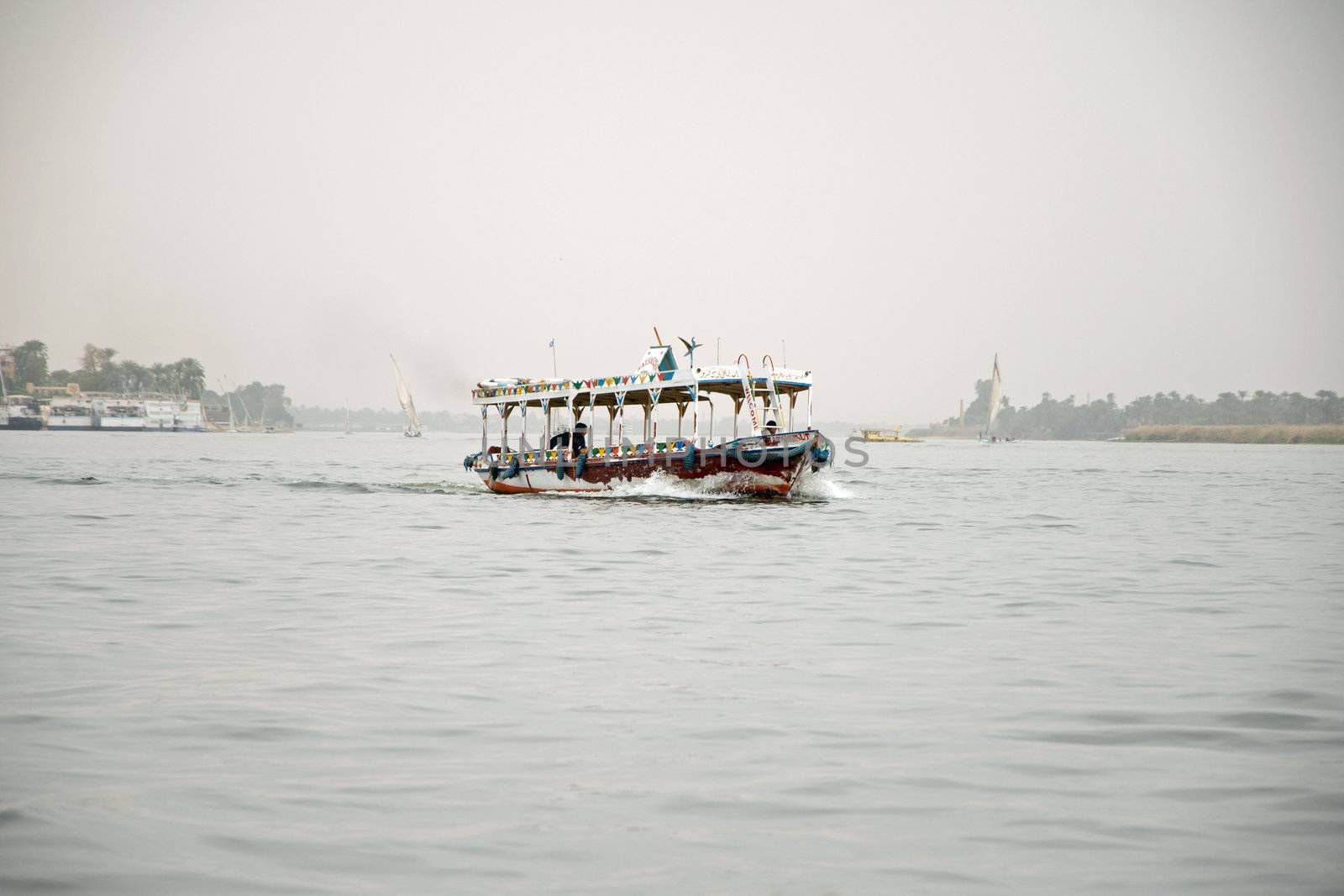 Picture of a boat going across the river Nile