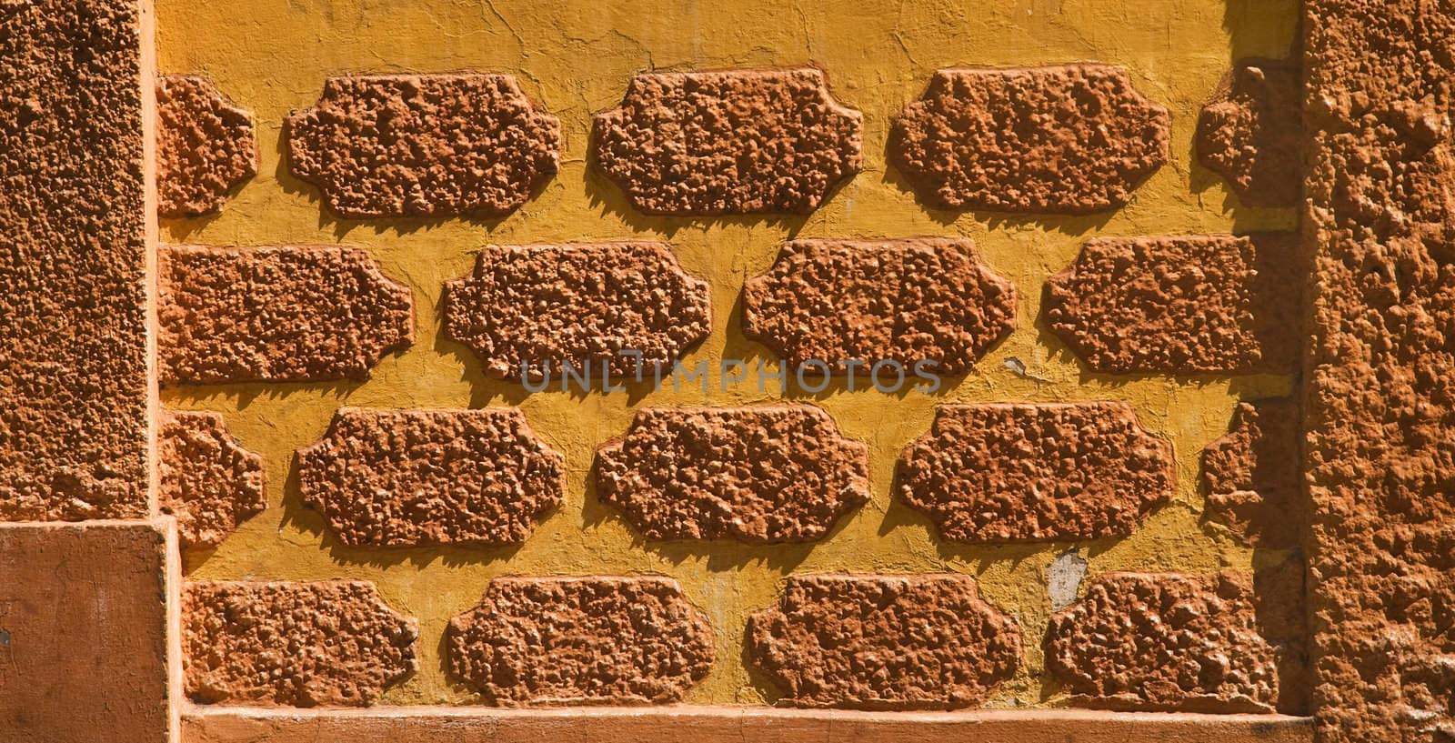 Orange Adobe Wall Patterns Queretaro Mexico by bill_perry