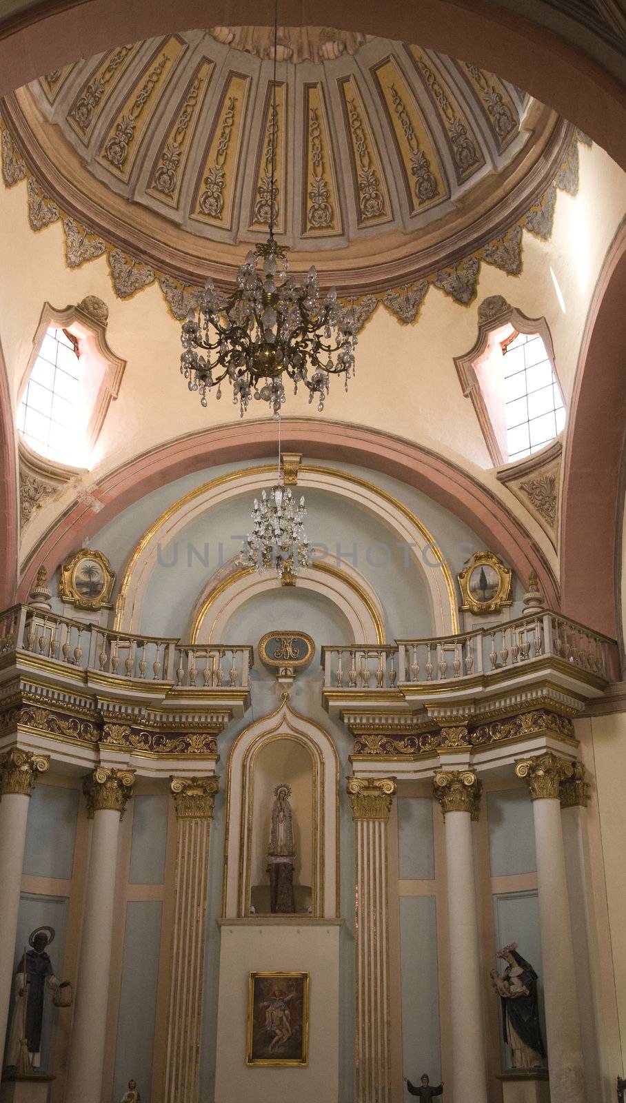 Santo Domingo Church Temple, Interior, Dome and Altar, Queretarao, Mexico
