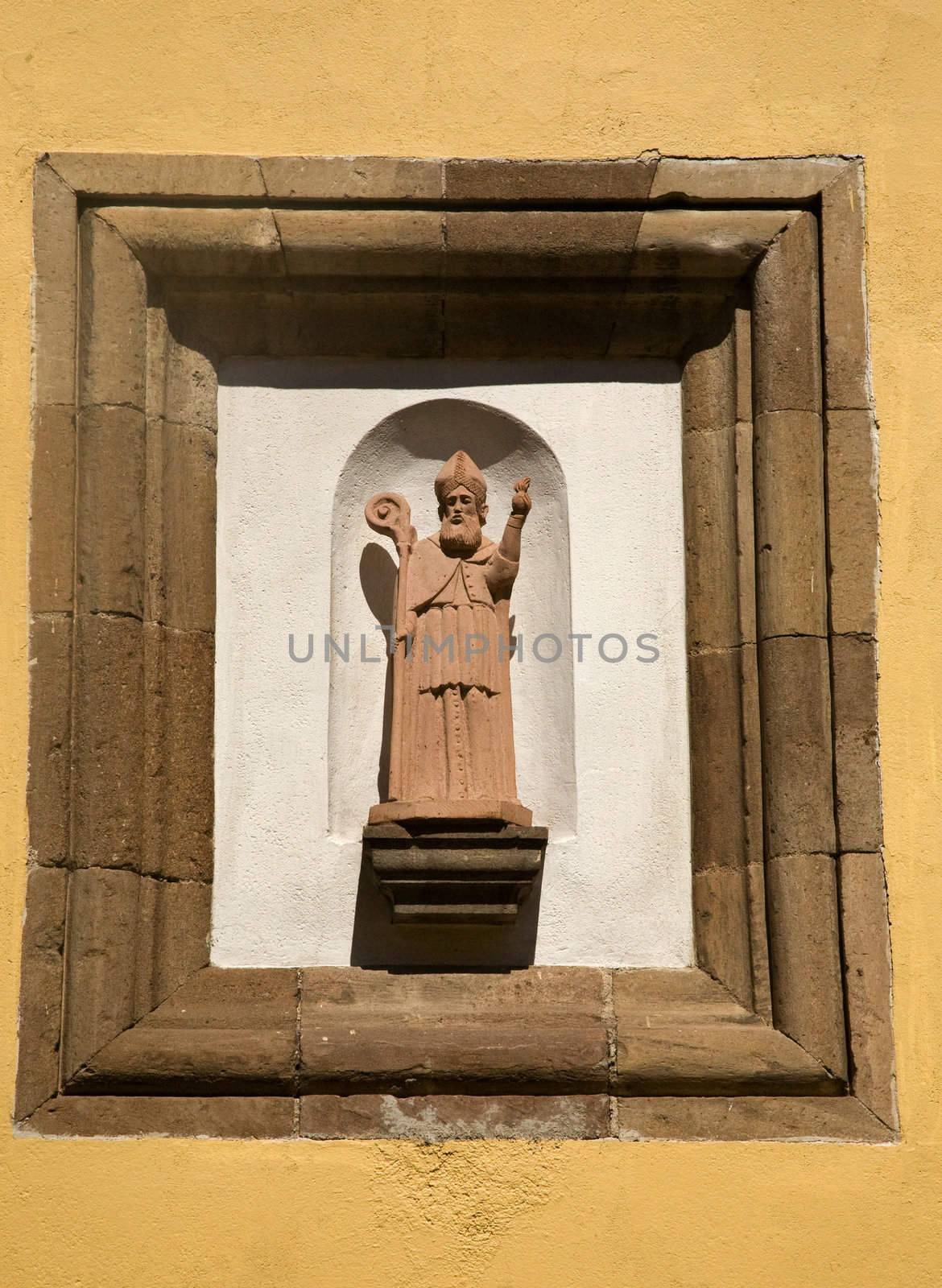 Stone Street Statue Mexico, outside of Temple of Saint Agustin, Queretaro, Mexico 
