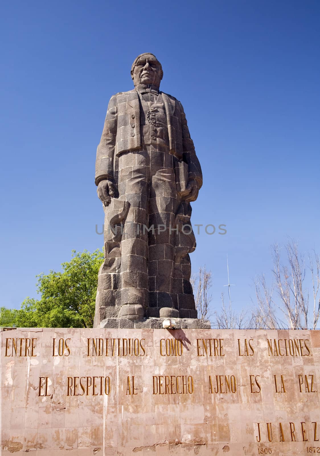 Large Statue Benito Juarez Hill of Bells, Queretaro Mexico erected in 1967
