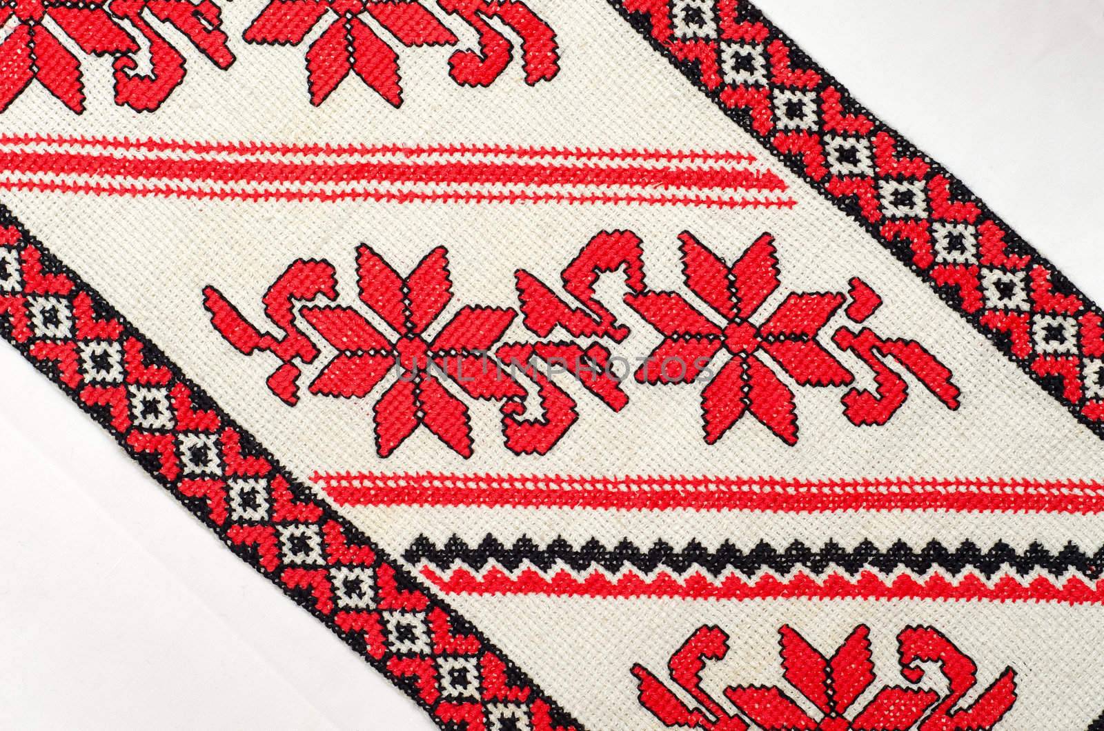 embroidered good by cross-stitch pattern. ukrainian ethnic ornament