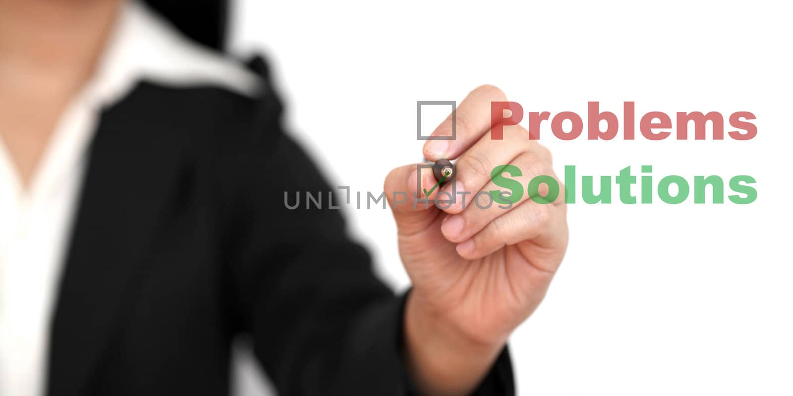 business Problem solutions (selective focus at pen)