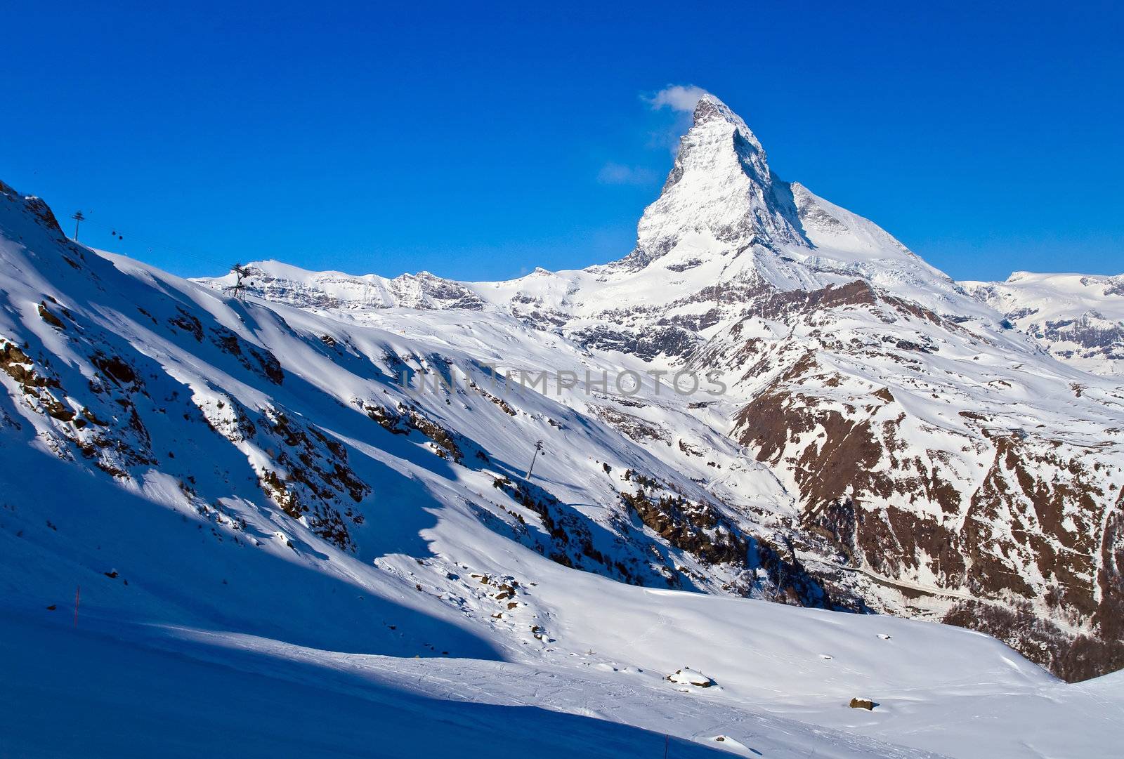 Ski course at Matterhorn Peak landscape, Switzerland