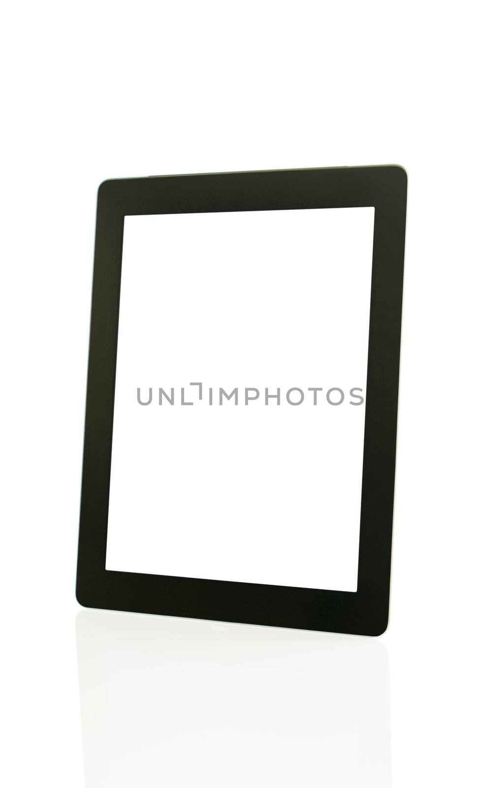 Tablet PC over white background - electronic library concept