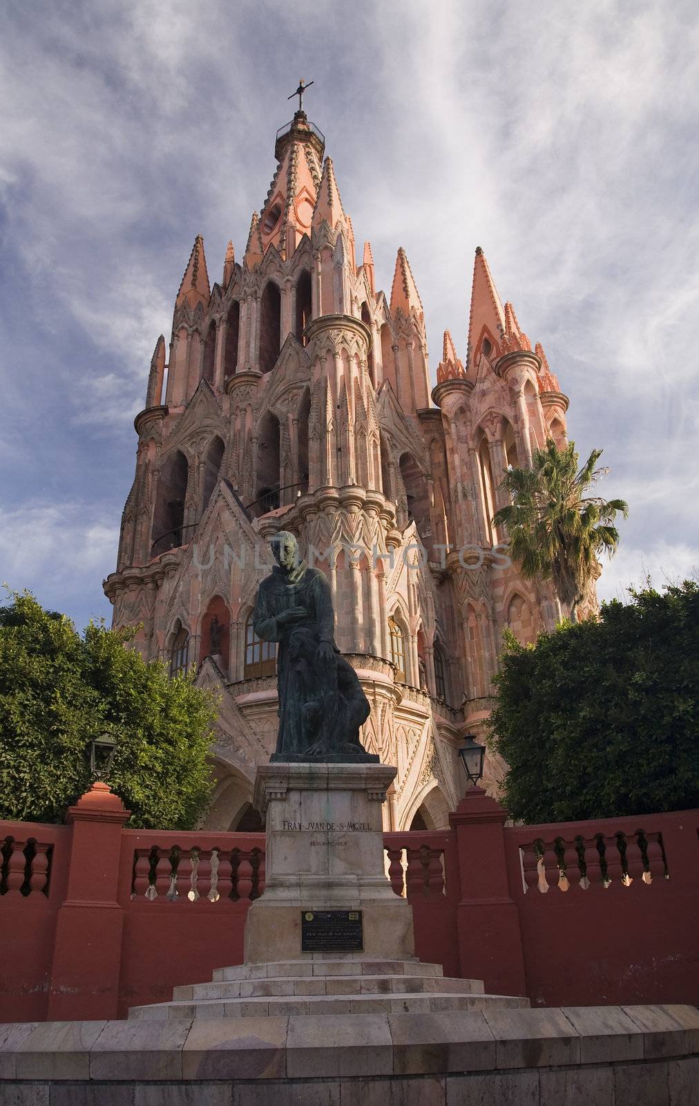 Statue of Friar Juan de San Miguel in front of Parroquia Church, San Miguel De Allende, Mexico