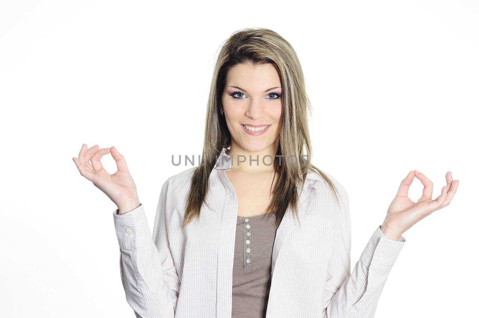 attractive woman is having a yoga posture