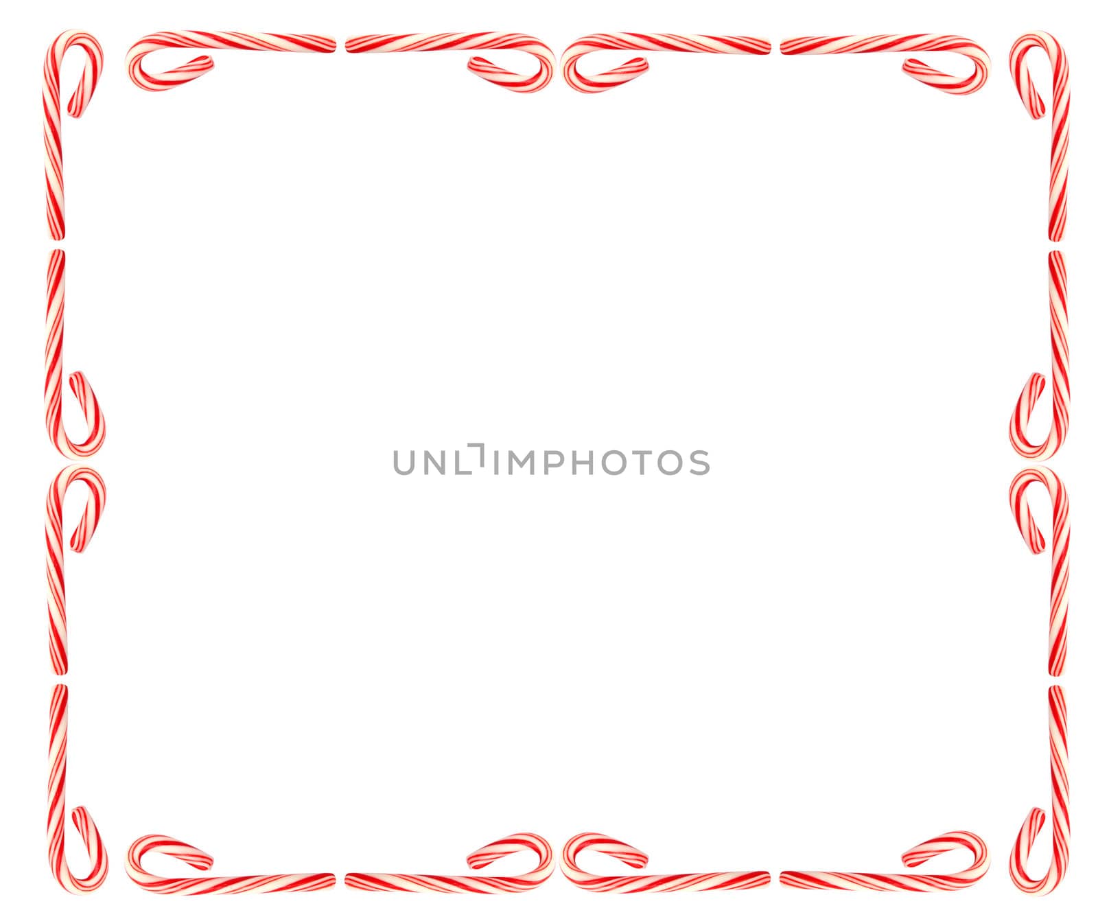 Frame of christmas candy cane isolated on white background