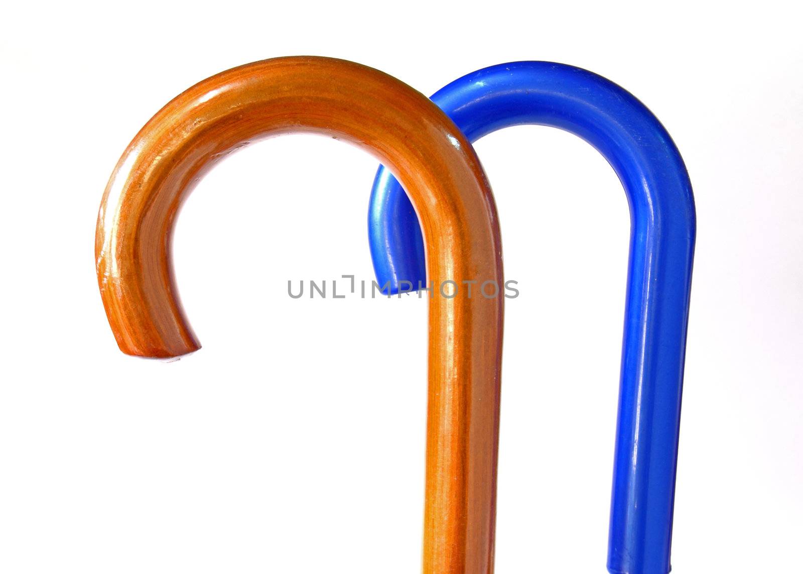 Close up of umbrella handle with white background by nuchylee