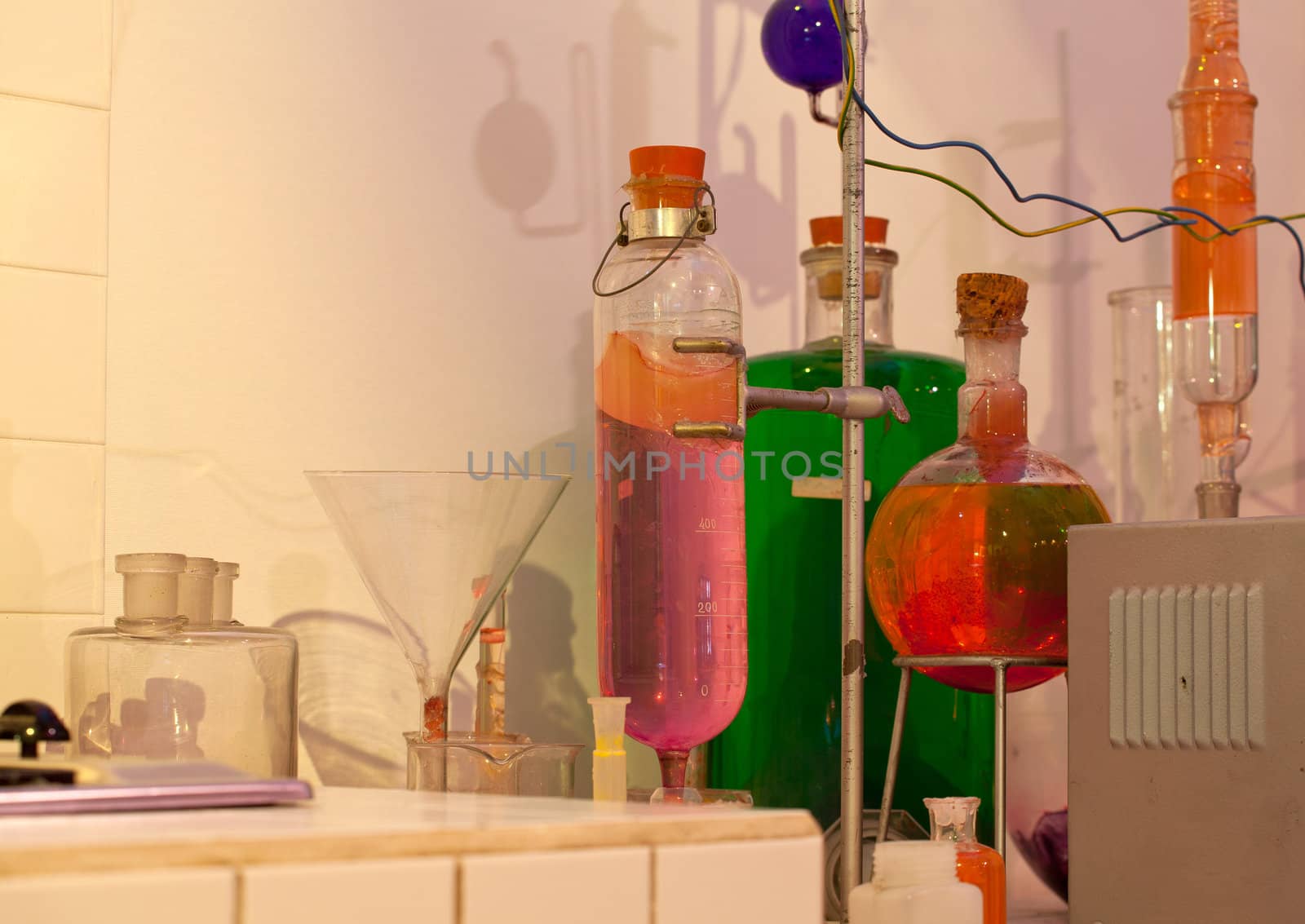 View glassware and others object in the science laboratory