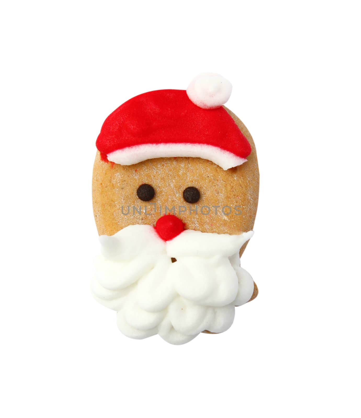 Santa gingerbread cookie isolated on white background