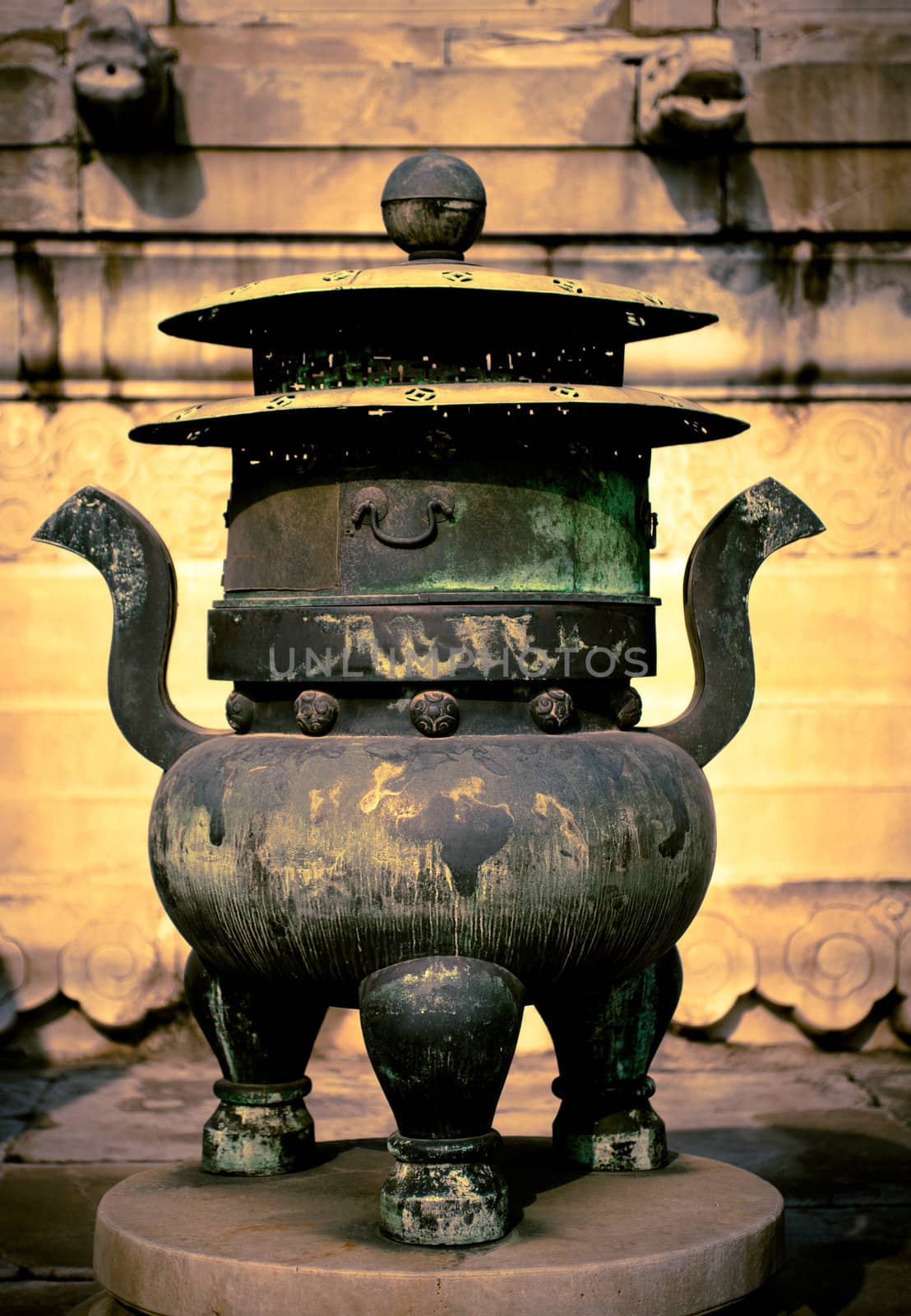 An old incense burner in Oriental style.